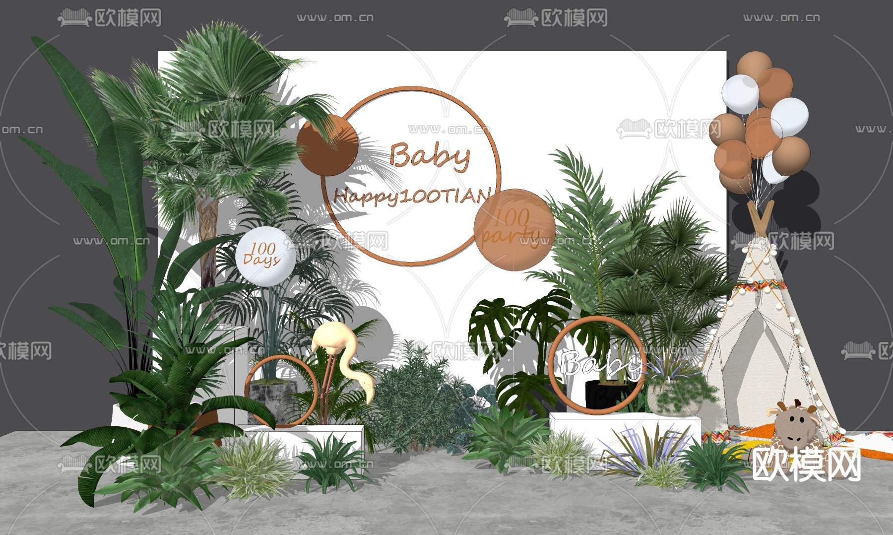 现代绿植美陈su模型下载（渲染图2）