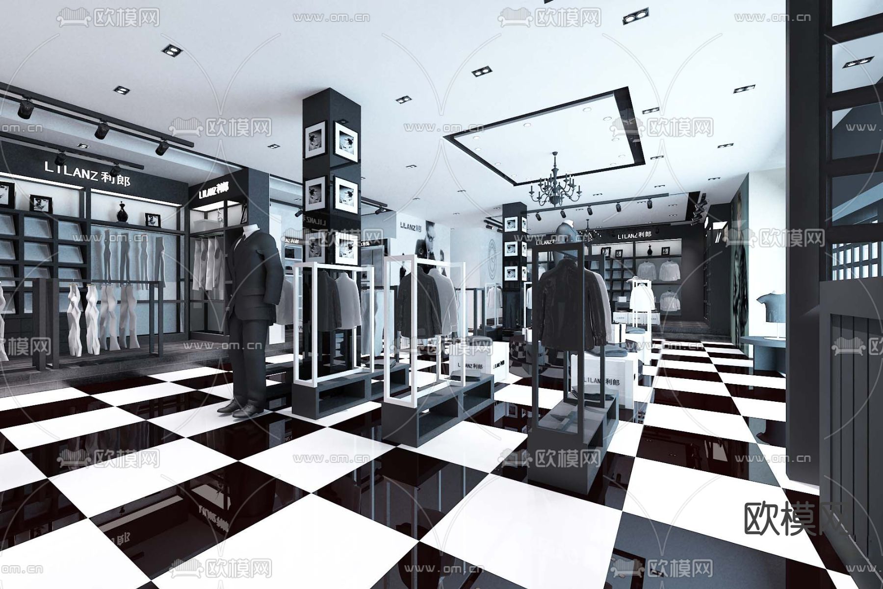 现代男装专卖店男装免费3d模型下载（渲染图5）