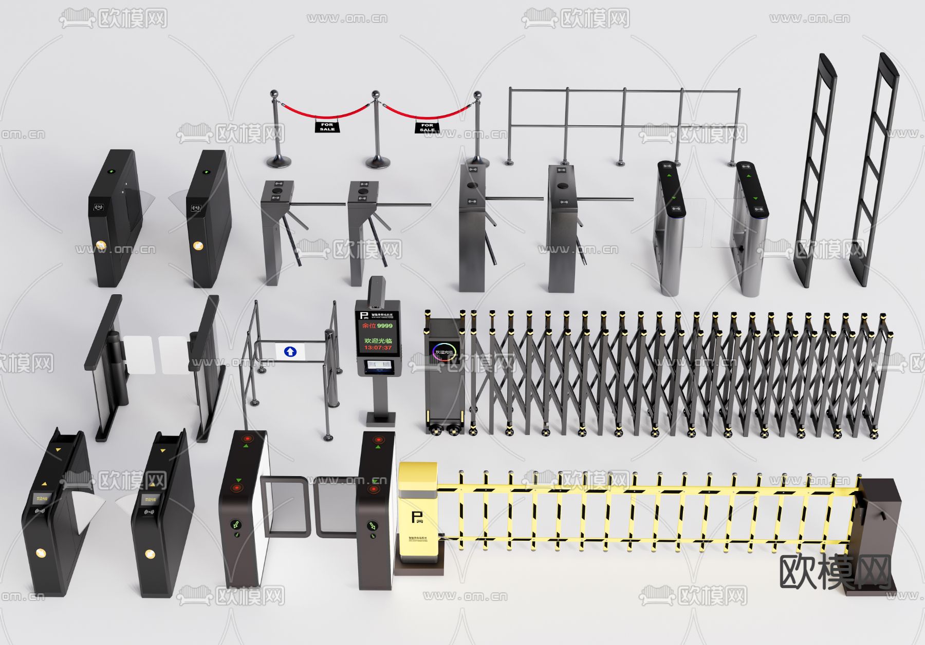 现代门禁机摆闸安检入口3d模型下载