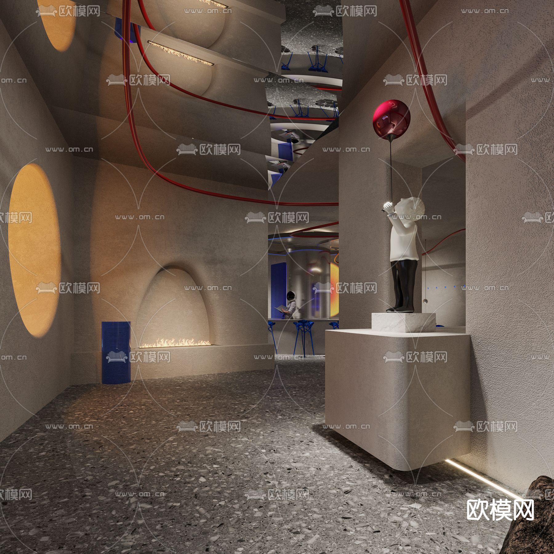 现代密室逃脱接待厅3d模型下载（渲染图5）