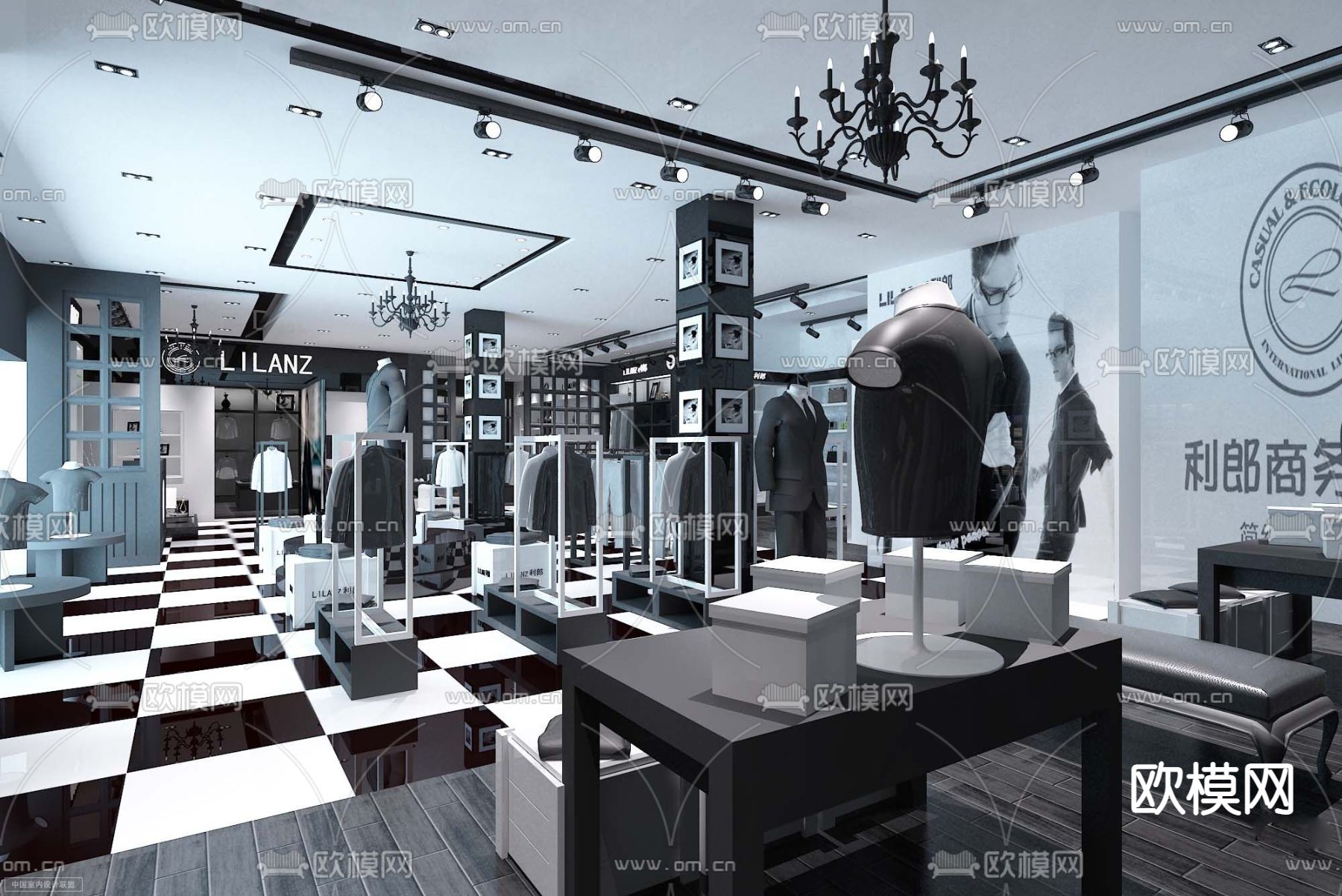 现代男装专卖店男装免费3d模型下载（渲染图4）