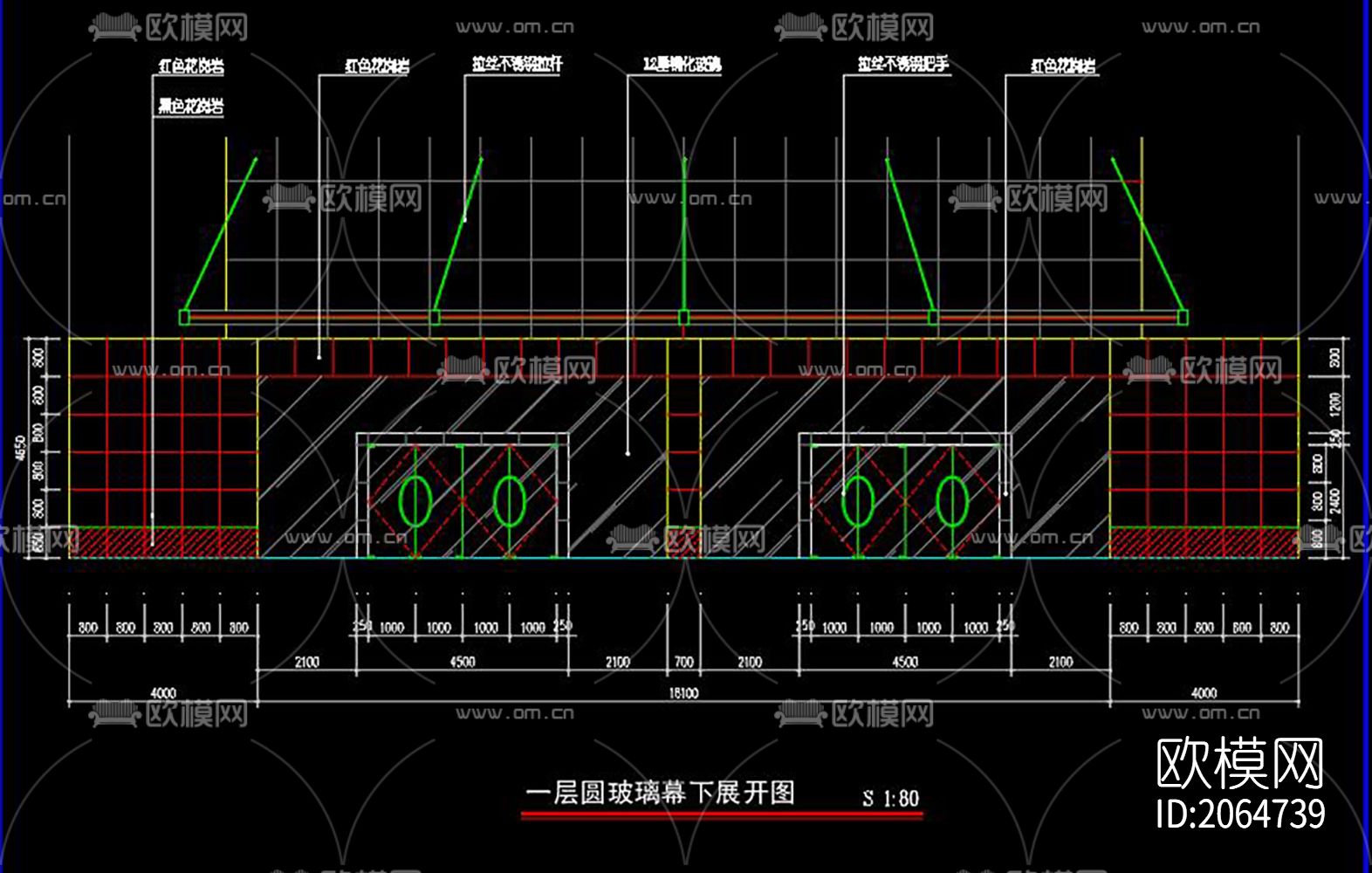 玻璃幕墙cad施工图下载（渲染图4）