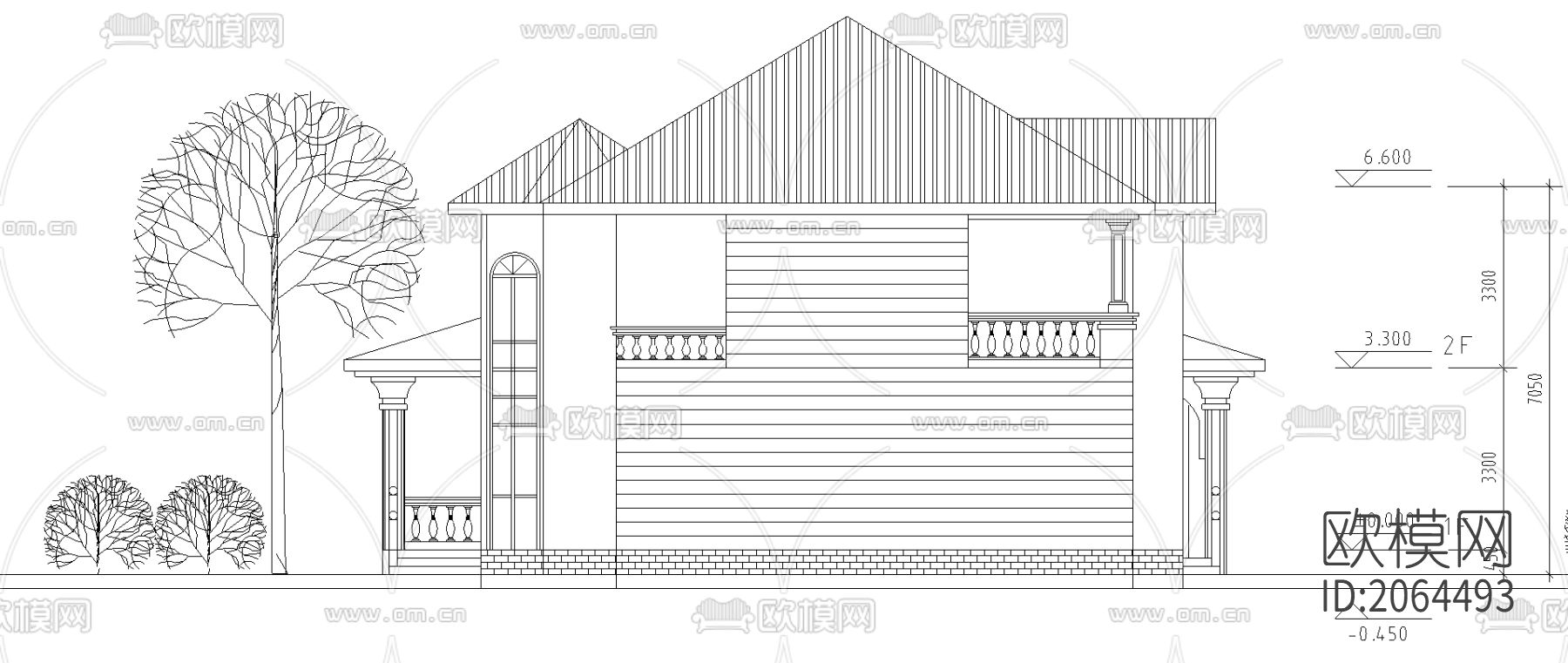 独栋别墅cad图纸下载（渲染图6）