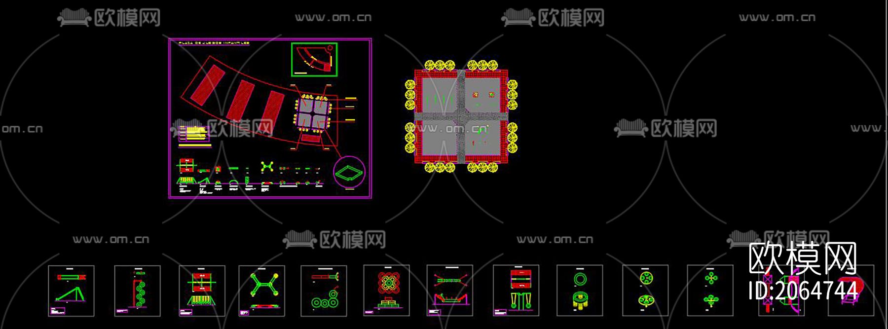 游乐场家具cad图纸下载（渲染图1）