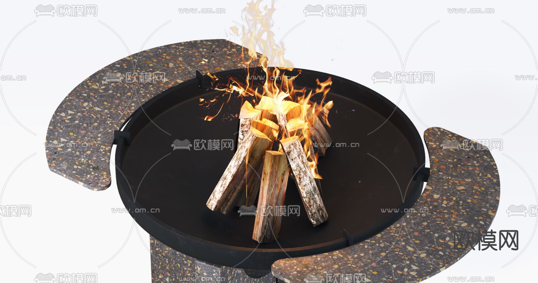 现代火焰炉子3d模型下载（渲染图2）