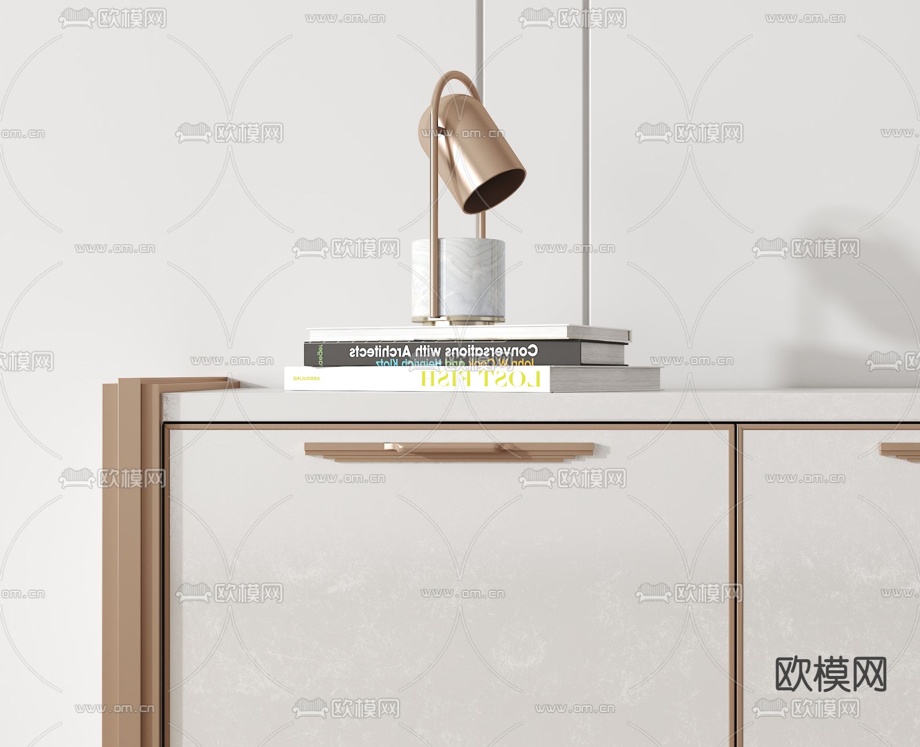 现代轻奢电视柜3d模型下载（渲染图2）