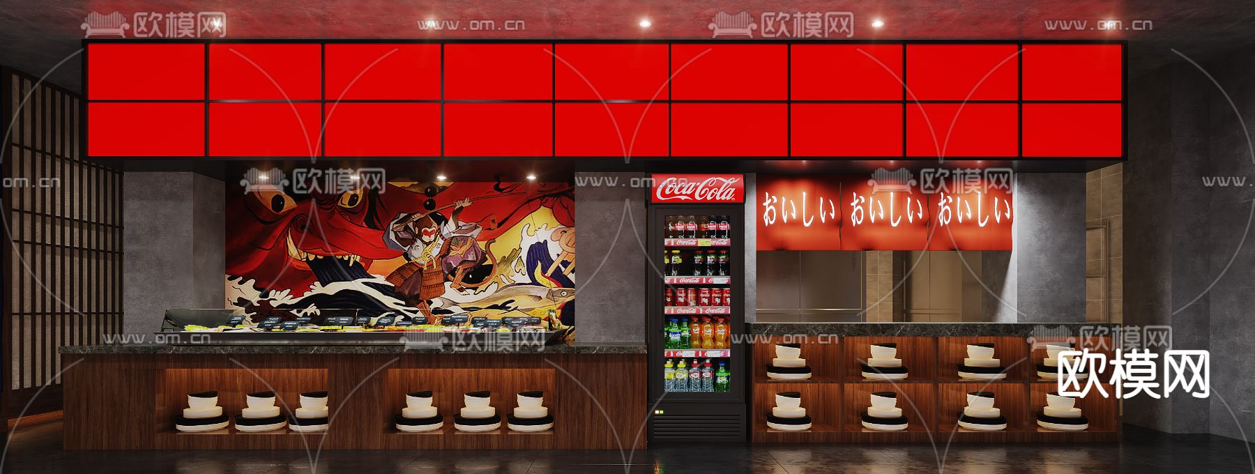 日式料理餐厅3d模型