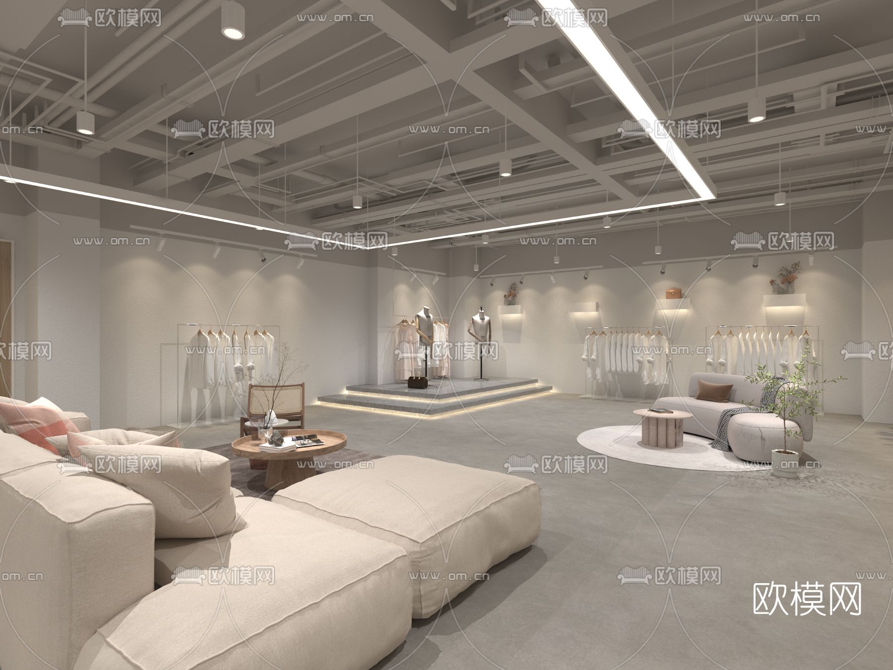 侘寂服装鞋店免费3d模型下载（渲染图1）