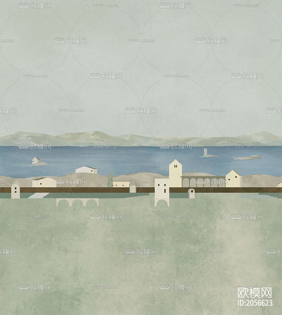 油画壁画壁纸下载（渲染图5）