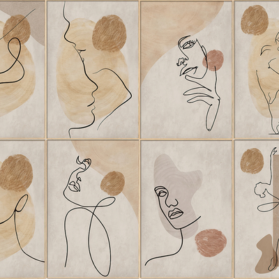  人物线条抽象挂画 