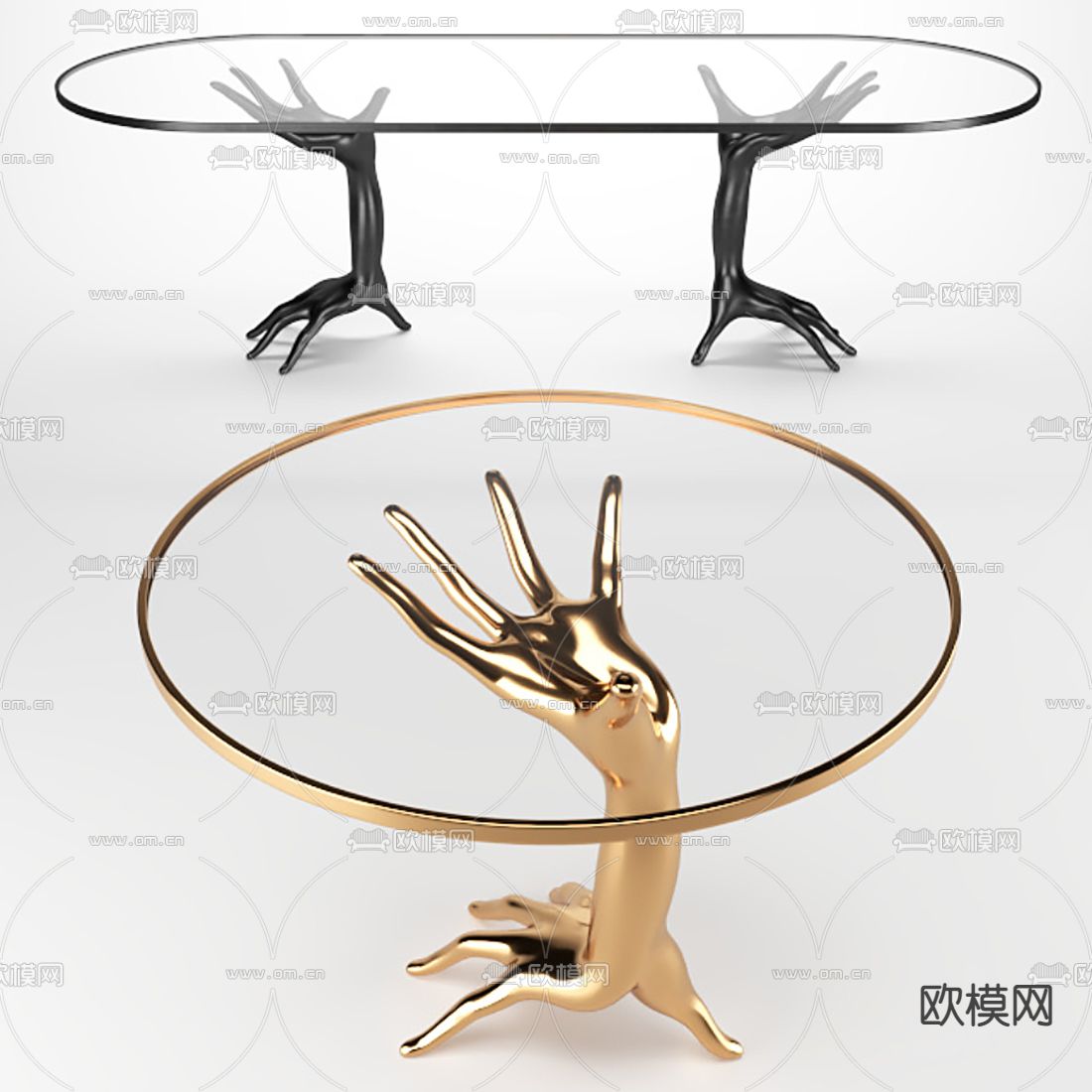 现代轻奢茶几3d模型下载（渲染图2）