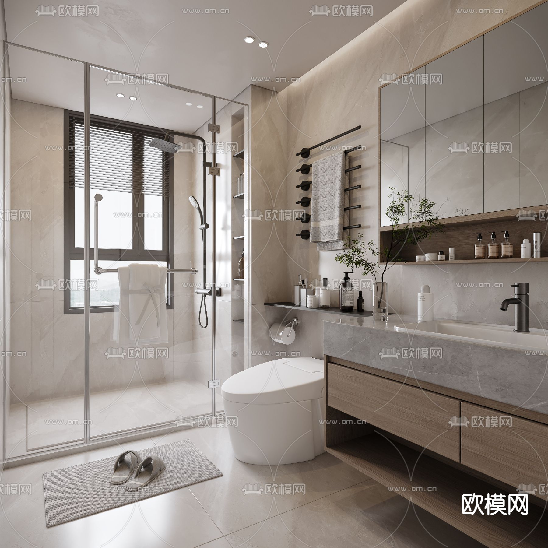 现代卫生间浴室3d模型