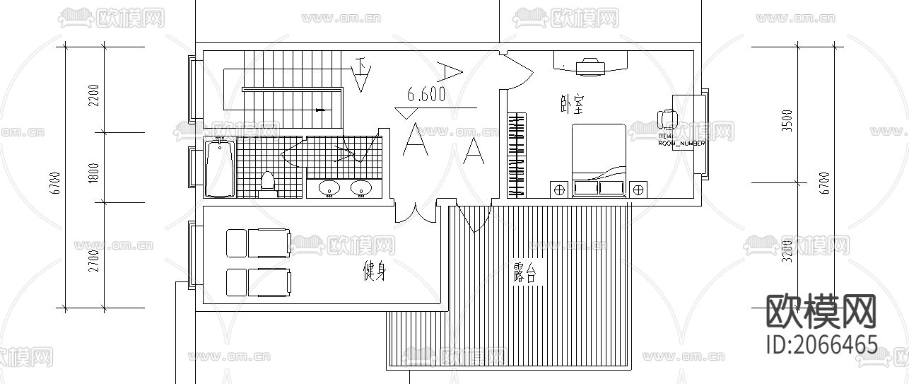 别墅大平立剖CAD施工图下载（渲染图3）