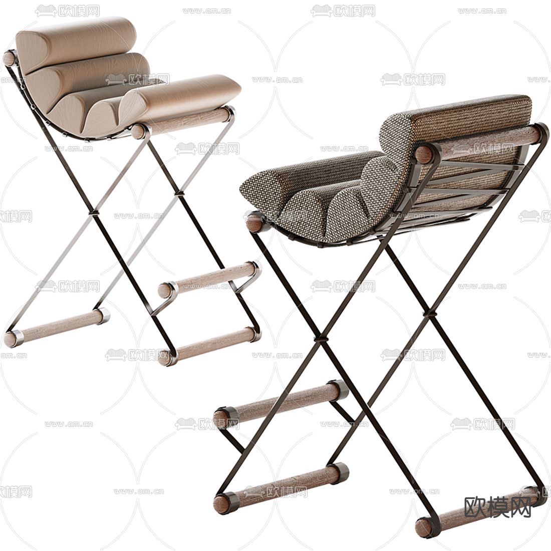 现代布艺户外折叠椅3d模型下载（渲染图1）