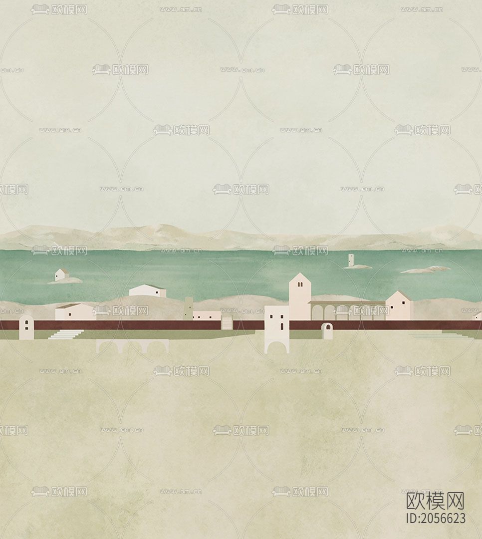 油画壁画壁纸下载（渲染图3）