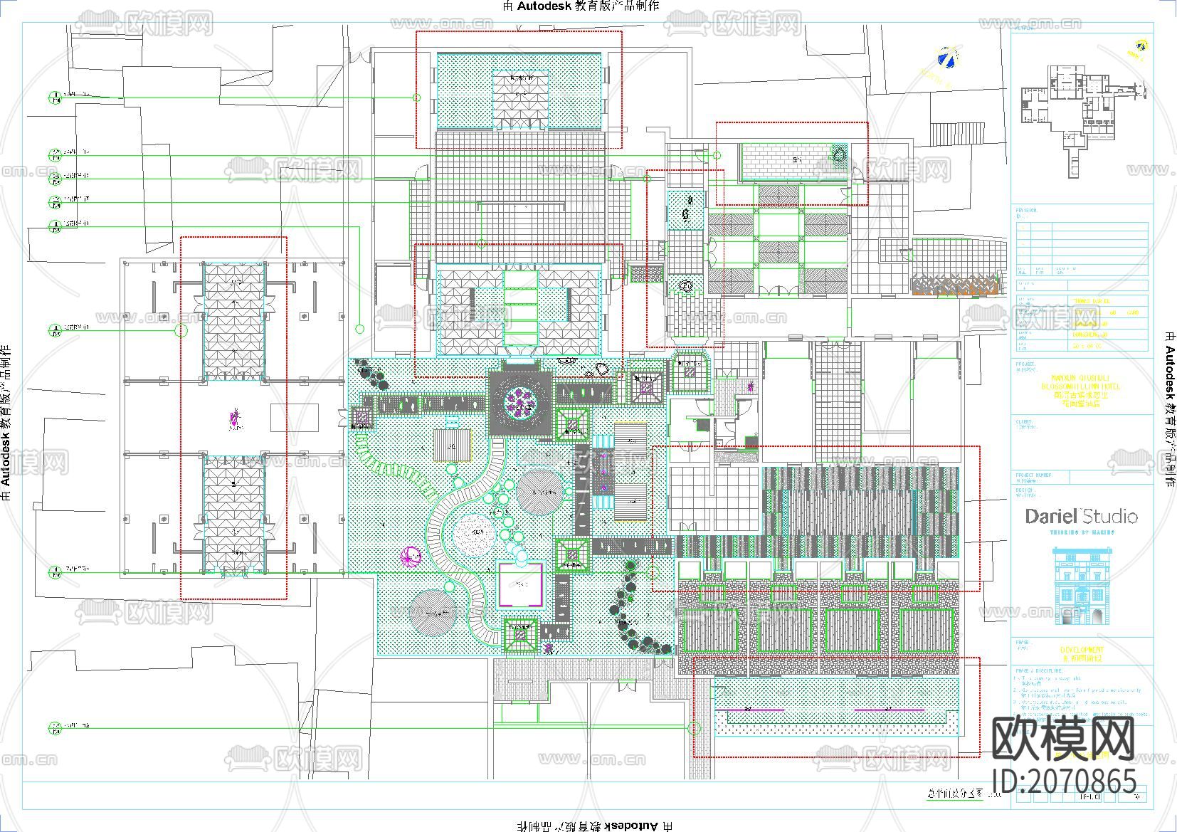 中心庭院景观cad施工图下载（渲染图1）