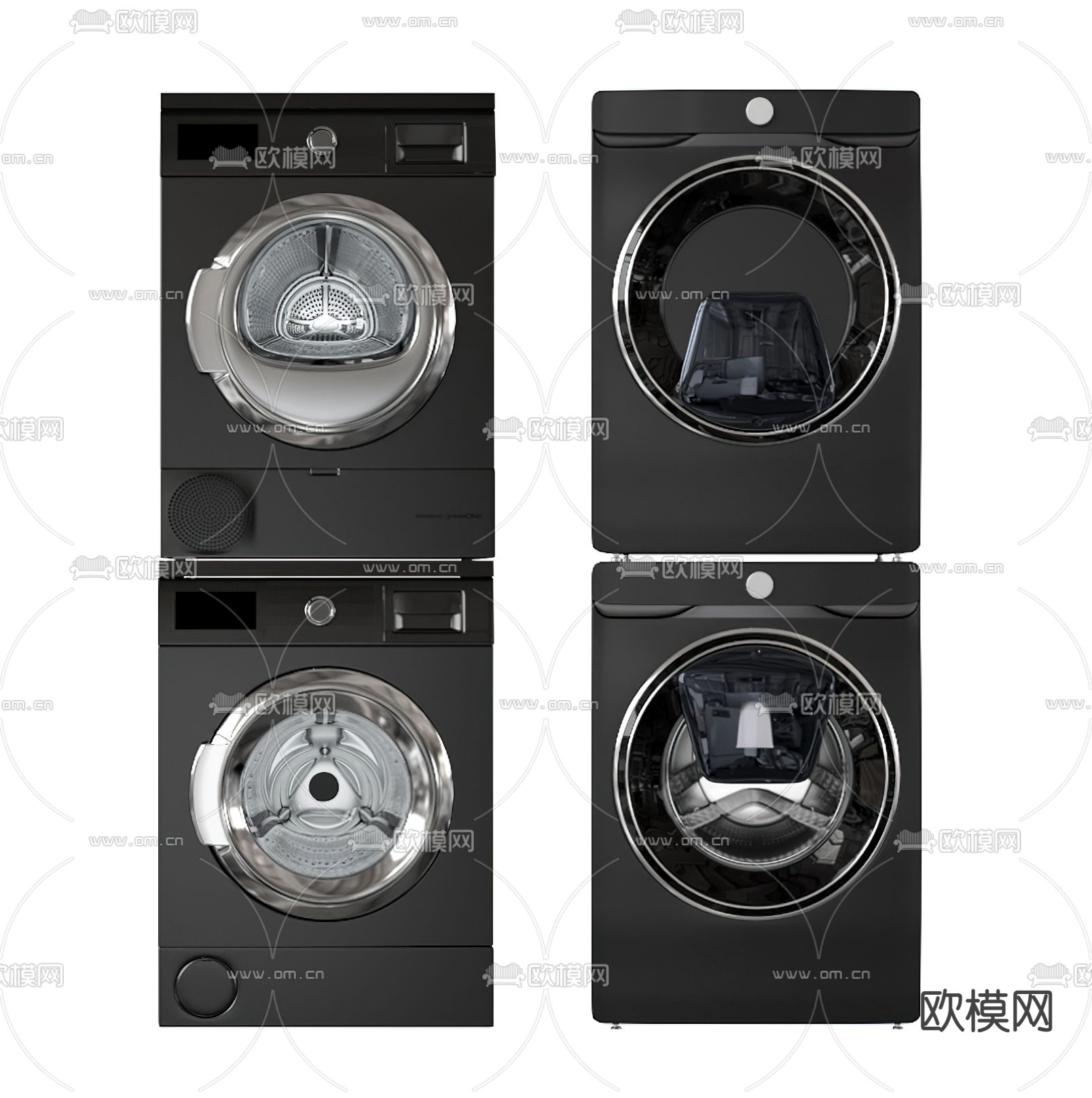 现代洗衣机滚筒机3d模型下载（渲染图1）