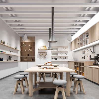  现代手工坊教室su模型 