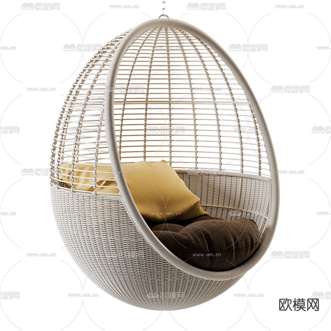 现代竹藤休闲吊篮3d模型下载
