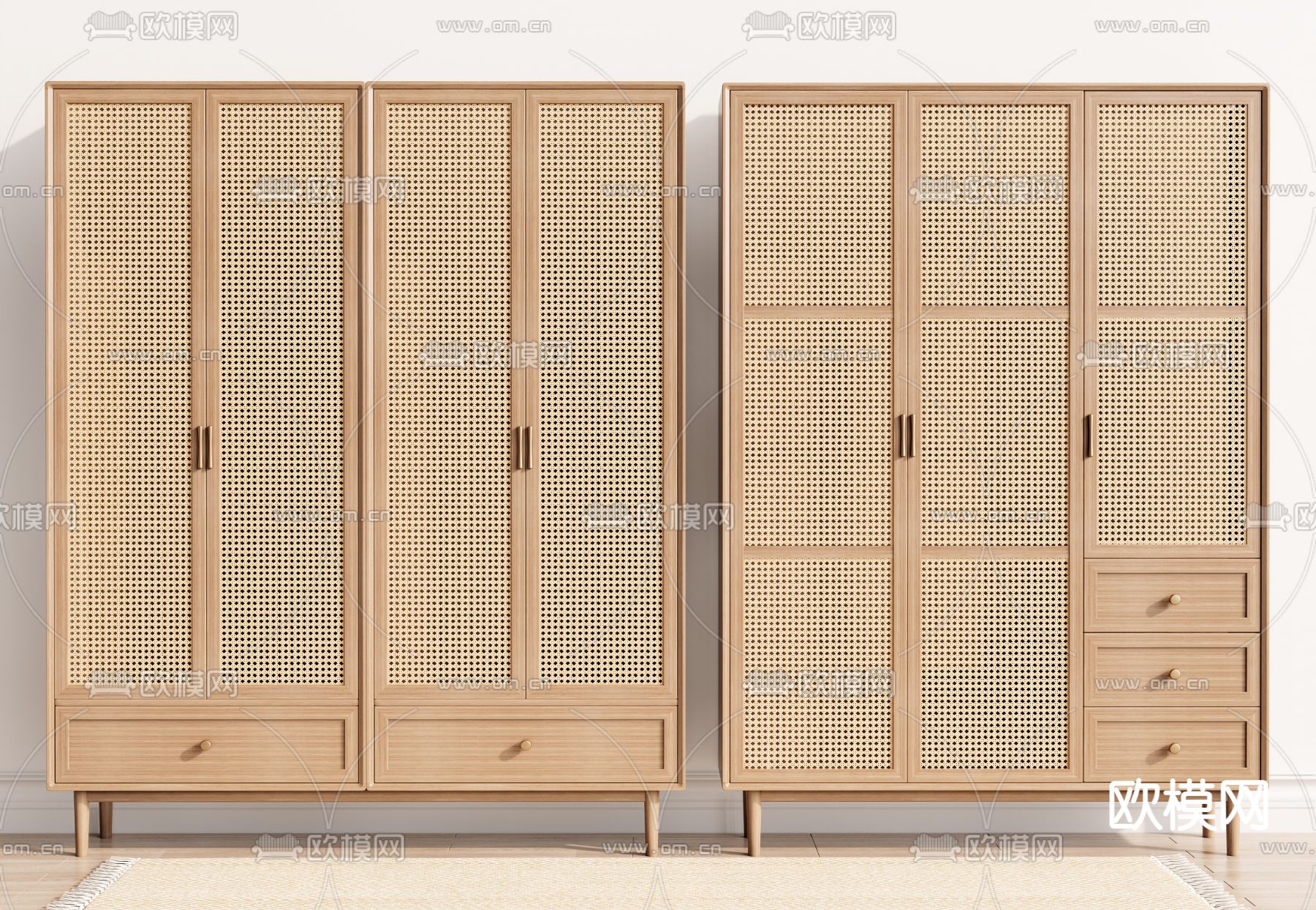 北欧藤编衣柜3d模型下载