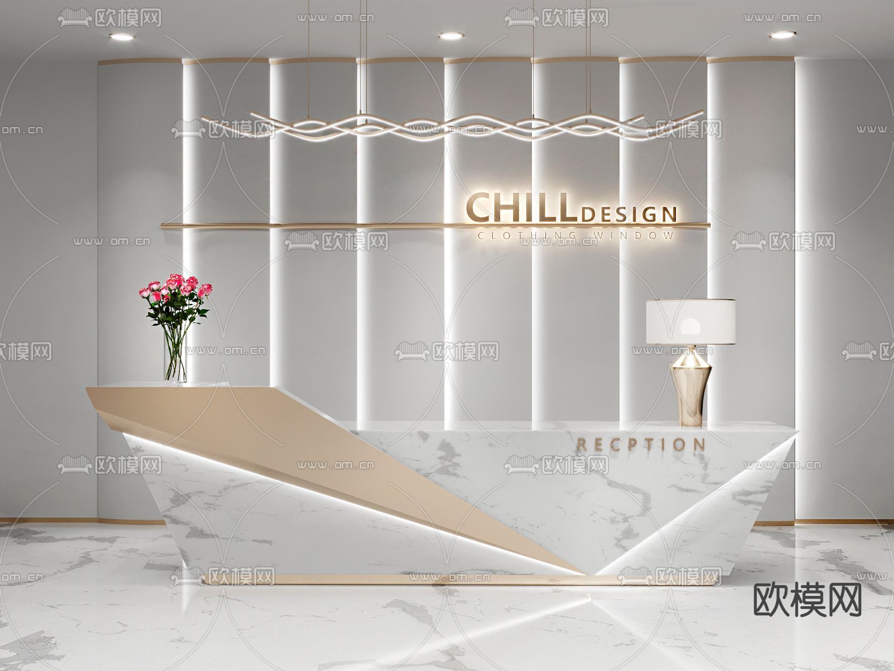 现代大理石前台接待台d模型下载