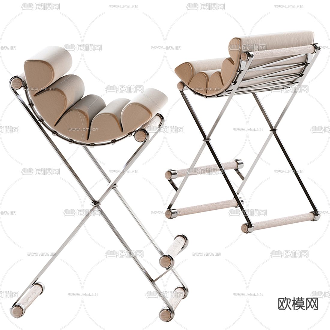 现代布艺户外折叠椅3d模型下载（渲染图3）