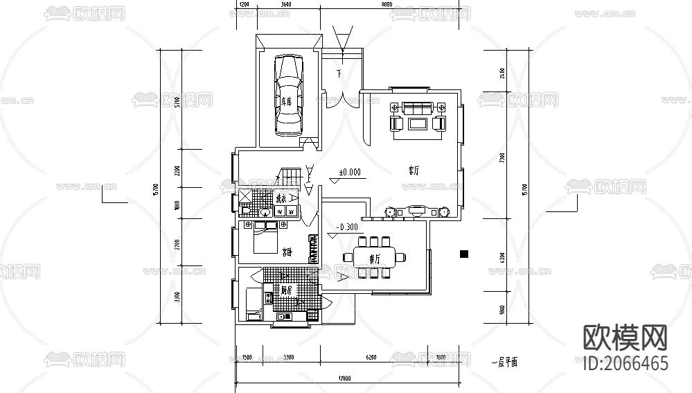 别墅大平立剖CAD施工图下载（渲染图4）