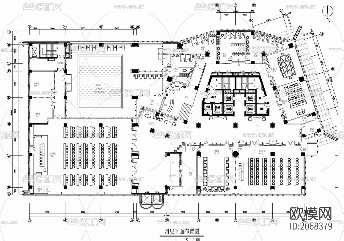 培训中心cad平面图下载（渲染图2）