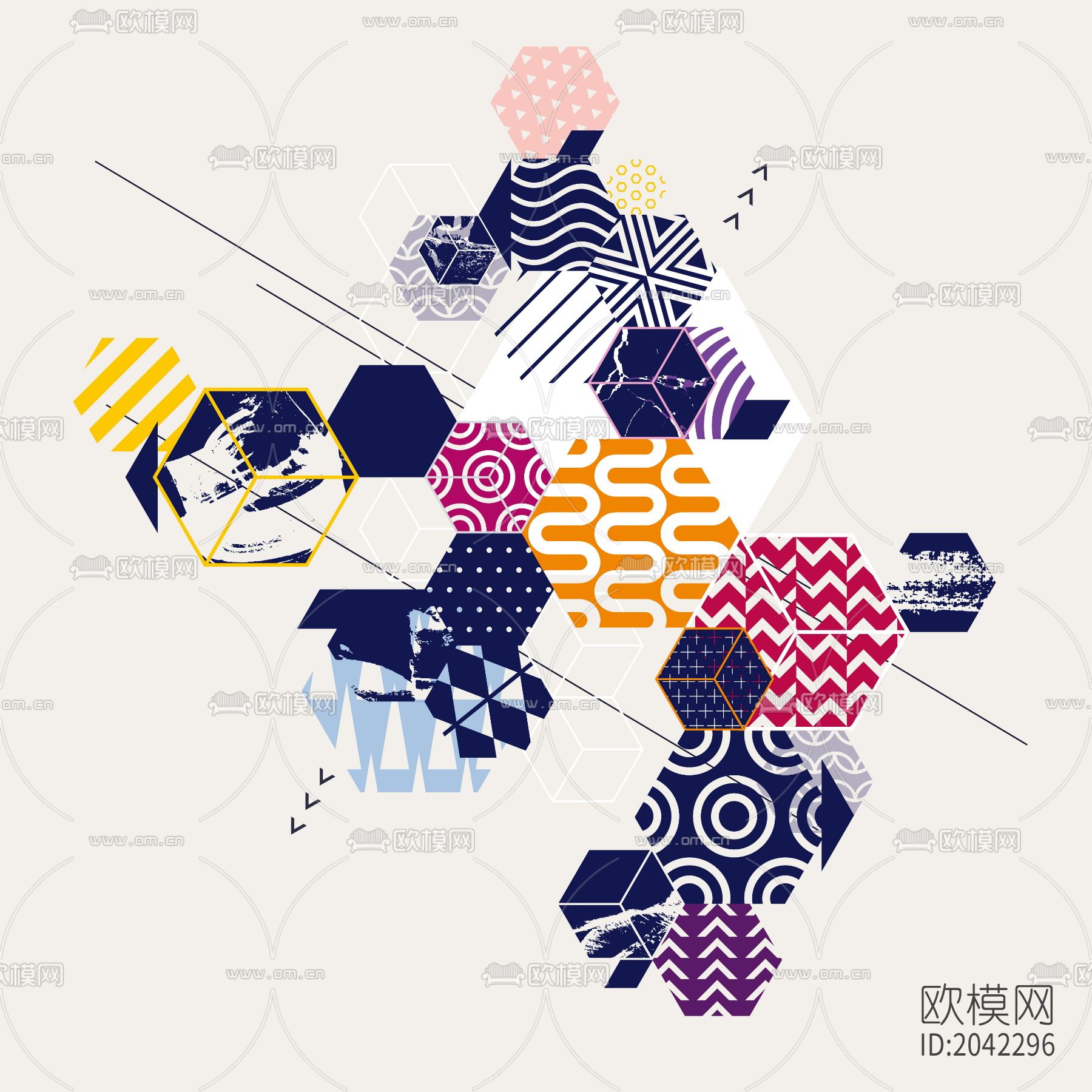 几何装饰挂画贴图下载（渲染图1）