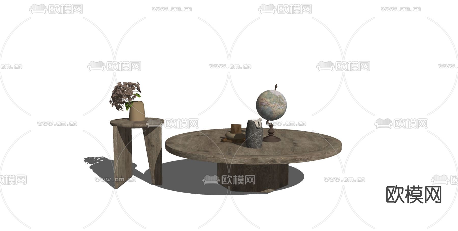 侘寂茶几su模型下载（渲染图2）