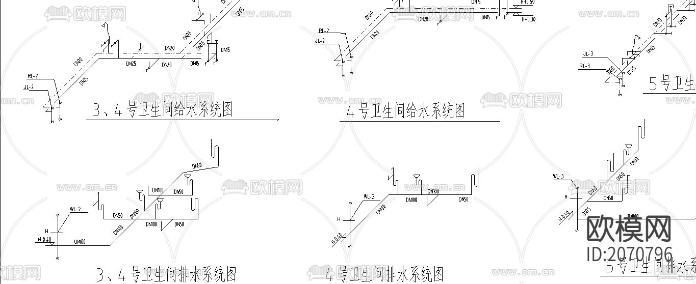卫生间排水cad施工图