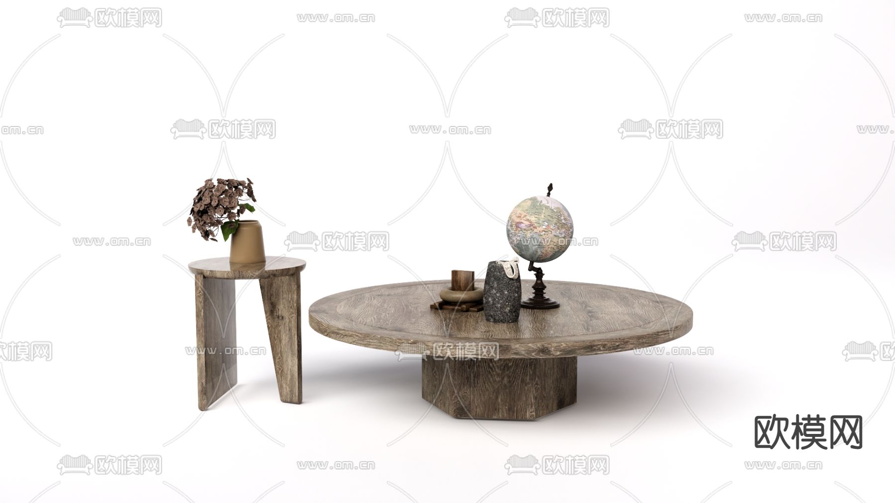 侘寂茶几su模型下载（渲染图1）