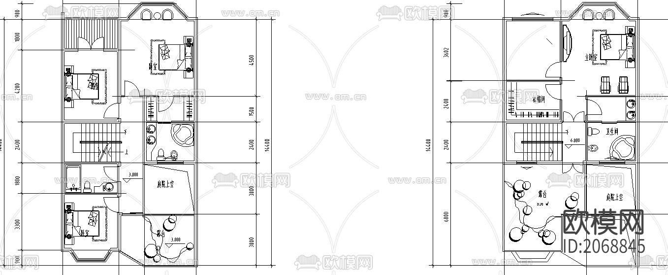 别墅cad平面布置图下载（渲染图5）