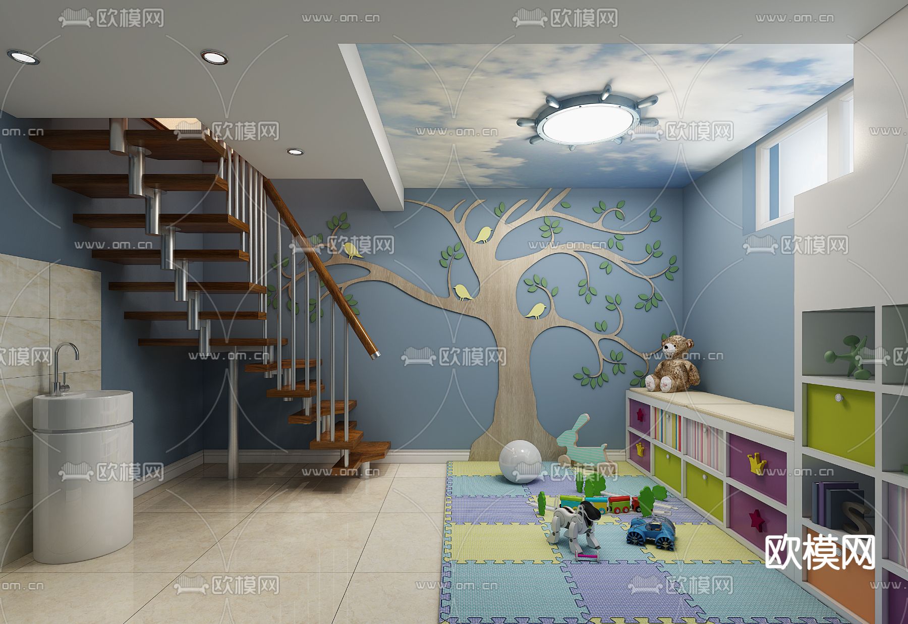 现代儿童娱乐区免费3d模型下载