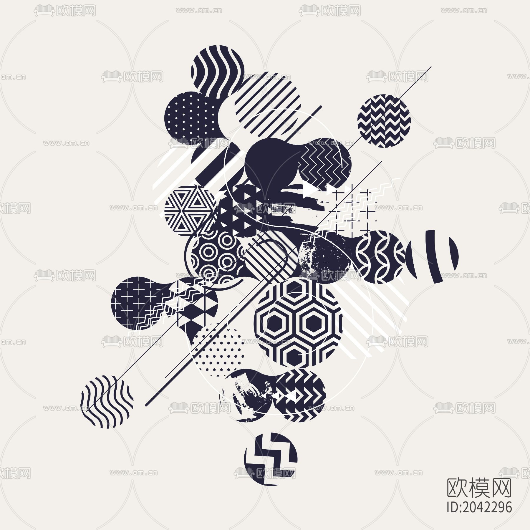 几何装饰挂画贴图下载（渲染图2）