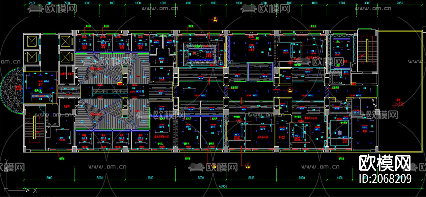 办公室cad施工图下载（渲染图2）