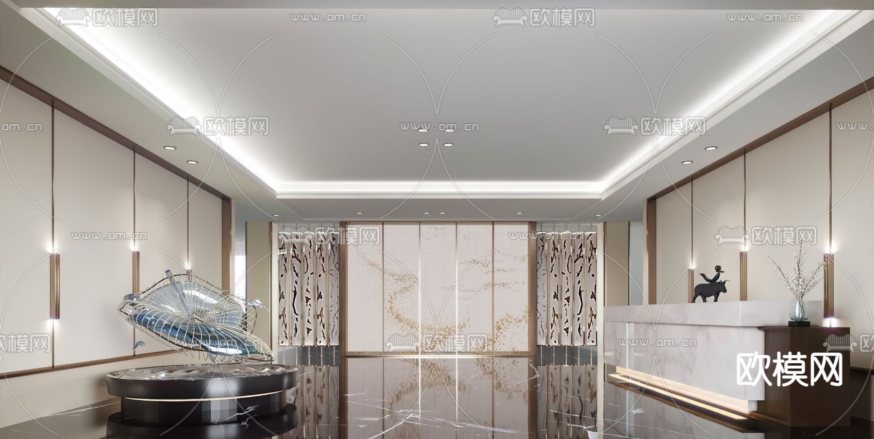 现代售楼处前台免费3d模型下载