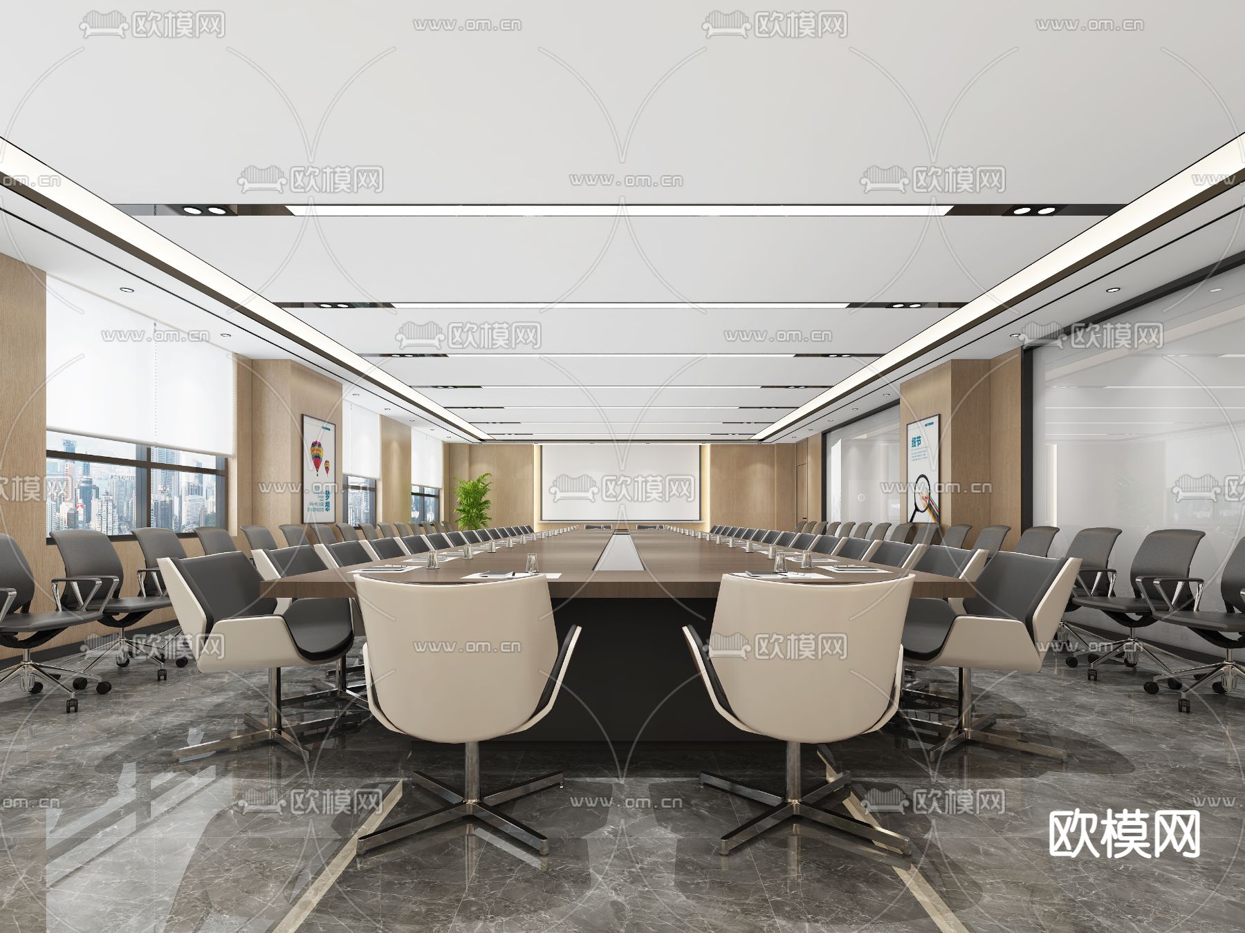 现代会议室免费3d模型下载