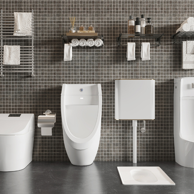  现代小便斗su模型 