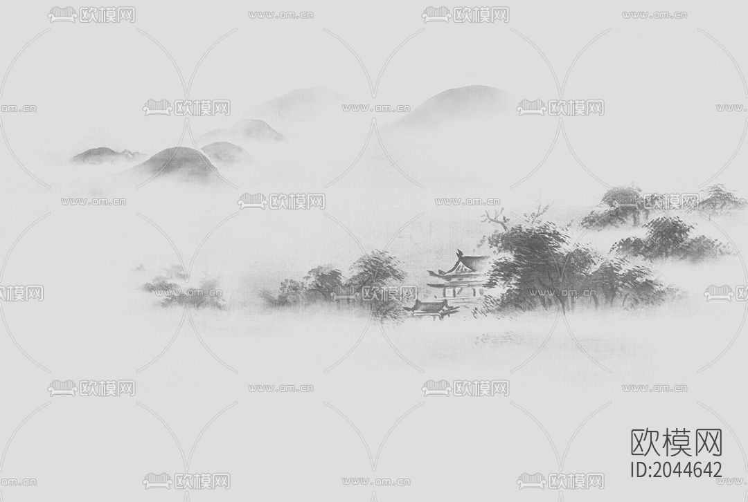 水墨山水抽象壁画壁纸