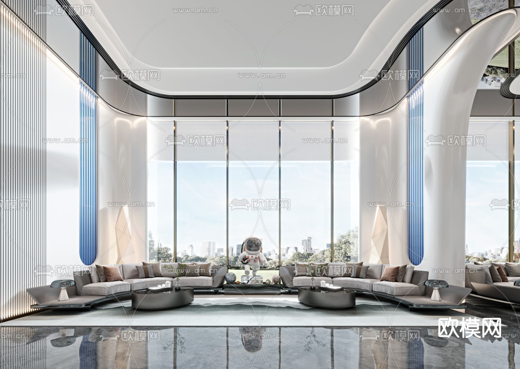 现代售楼处洽谈区3d模型下载（渲染图3）