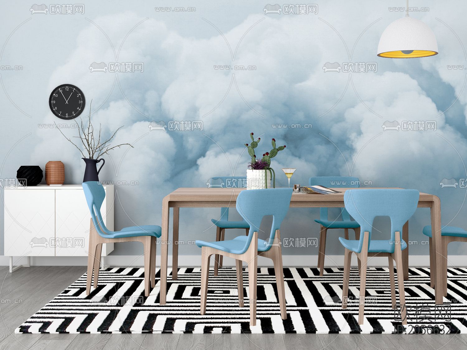 云朵壁画壁纸下载（渲染图5）