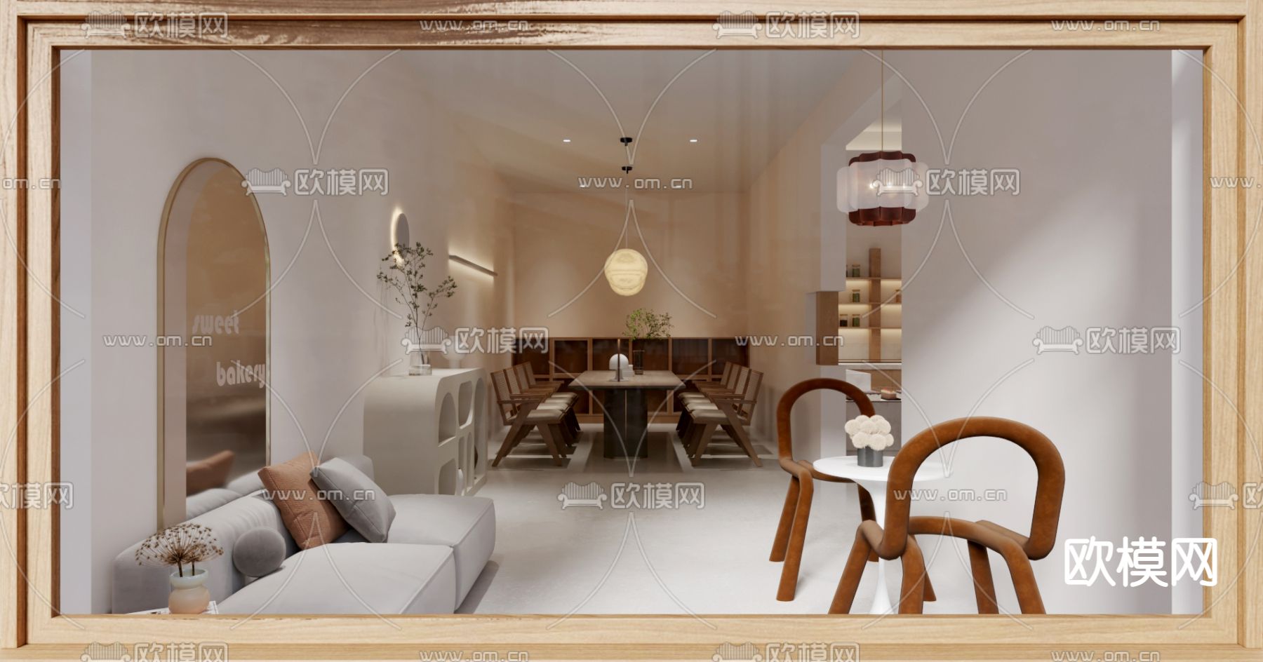 现代甜品面包店免费3d模型下载