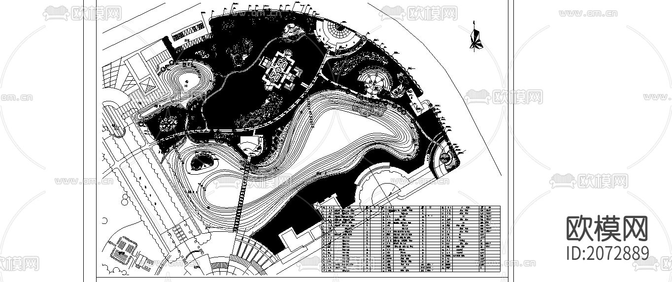 小区公园绿化cad施工图下载（渲染图2）