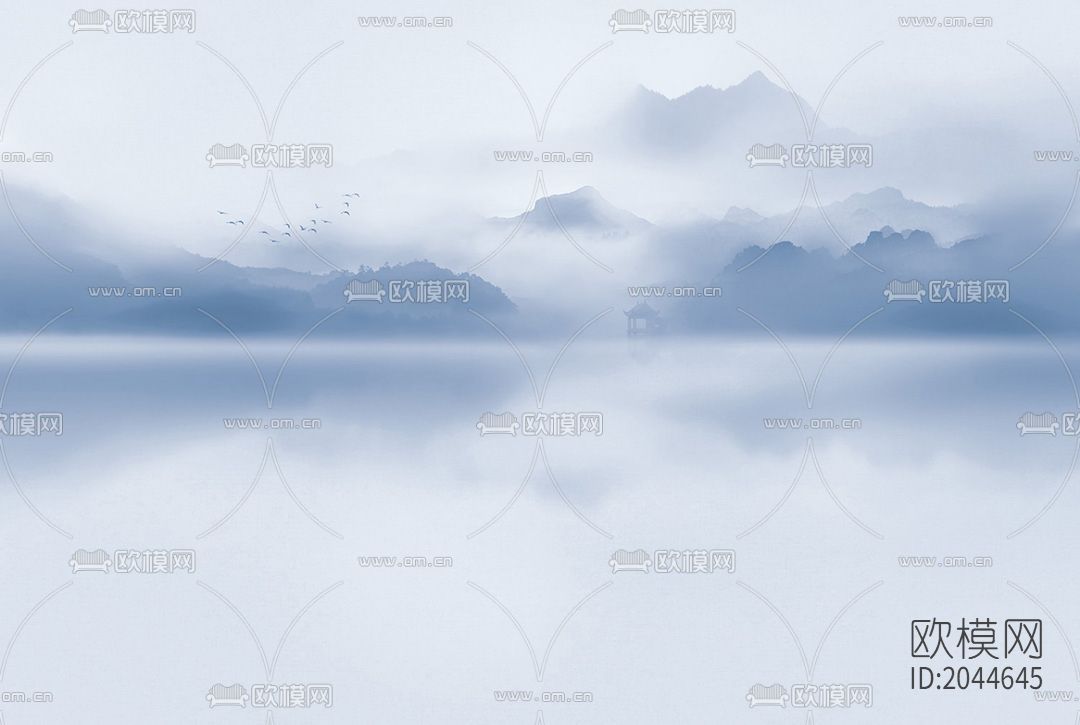 山水写意壁画壁纸下载（渲染图6）