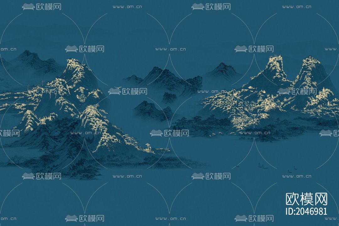 山水金山壁画壁纸下载（渲染图6）