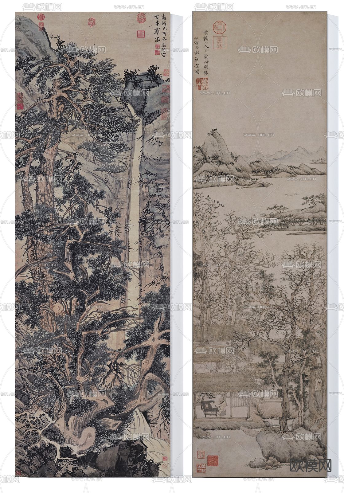 中式水墨画免费3d模型下载