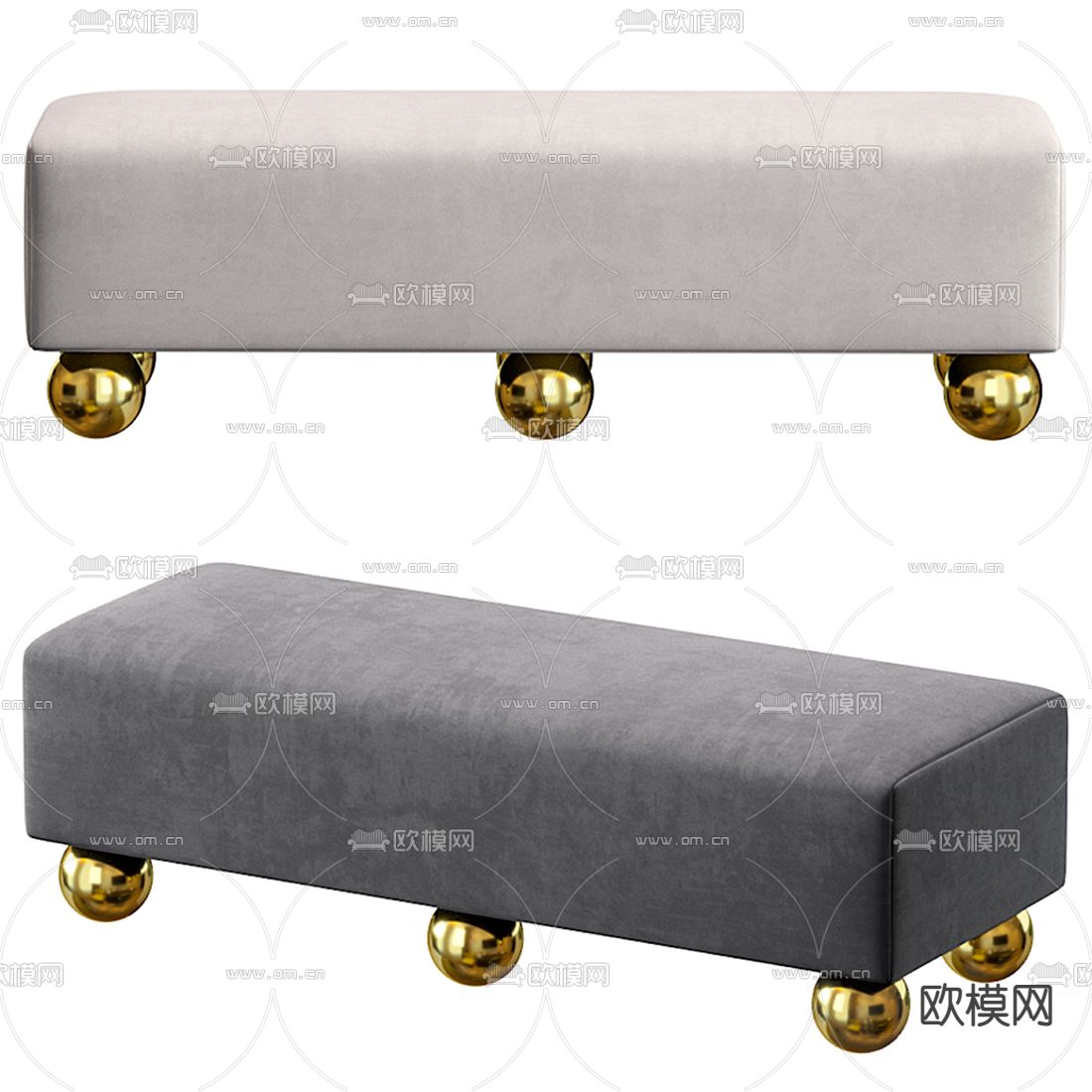 现代沙发凳3d模型下载（渲染图2）
