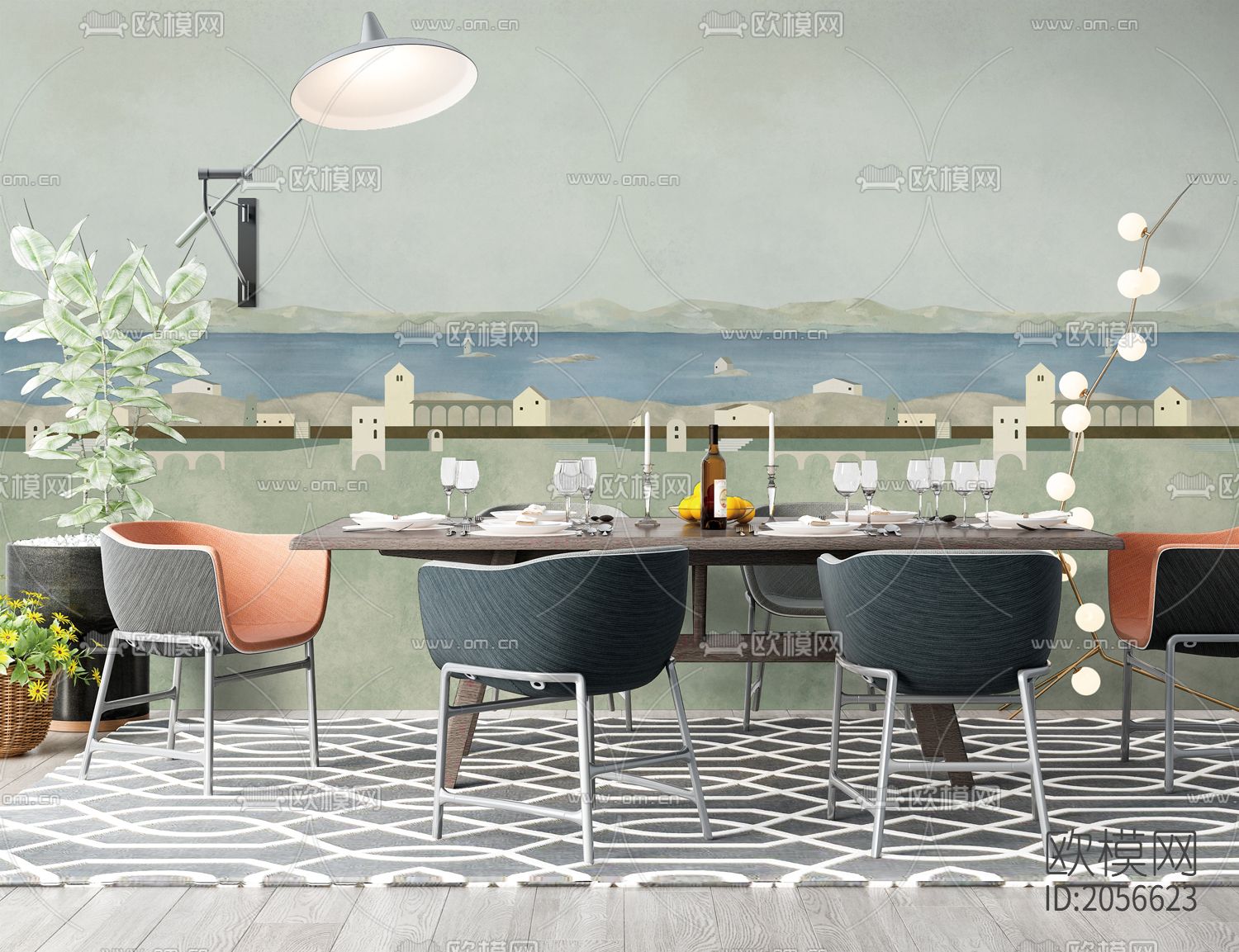 油画壁画壁纸下载（渲染图2）