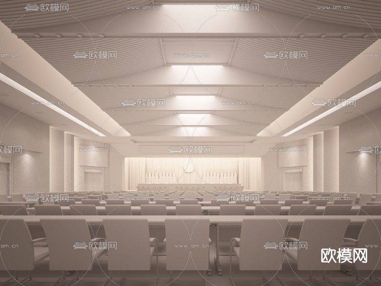 现代会议室免费3d模型下载(渲染图2)